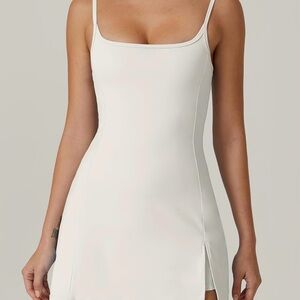 Elegant White Chemise with Spaghetti Straps and Side Slit